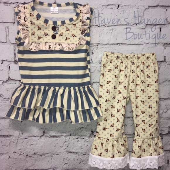 2pc. Stripes & Floral Pant Set #3 - Picture 2 of 5